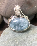 Beautiful Blue Kyanite Pendant in handwoven Sterling Silver. 
