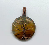 Lightweight Striped Agate Tree of Life Pendant in Copper. 