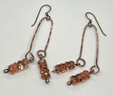 Hypoallergenic Hammered Copper and Glass Earrings
