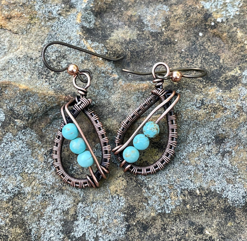 Hypoallergenic Turquoise and Copper Earrings