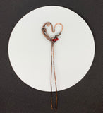 Hammered Copper Heart Hair Stick/Fork