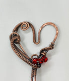 Hammered Copper Heart Hair Stick/Fork