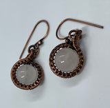 Wire Wrapped Copper and Rose Quartz Earrings