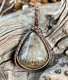 Self Collected Charlevoix Stone Pendant in Wire Wrapped Copper. 