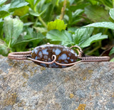 Wire Wrapped Copper Bracelet with Fire Opal. 