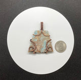 Large Beautiful light blue and tan Lazulite Pendant in wire wrapped Copper. 