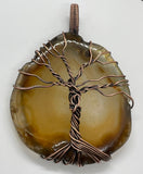 Make a Statement with this Large Agate Tree of Life Pendant in Copper.