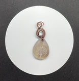Agate Pendant with an etched tree of life in wire wrapped copper.  
