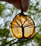 Make a Statement with this Large Agate Tree of Life Pendant in Copper.