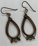 Hypoallergenic Wire wrapped Copper earrings with Labradorite accent beads on Niobium Ear wires.