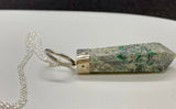 Sparkling Green Kyanite Pendant set in Sterling Silver, comes with an 20" sterling silver chain.