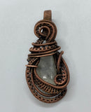 Shimmering Gray Moonstone Pendant in handwoven Copper.