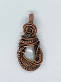 Shimmering Gray Moonstone Pendant in handwoven Copper.