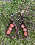 Handmade Chili Jasper and Copper Earrings