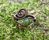 Moss Agate and Copper Ring - adjustable