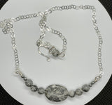 Gray Picture Jasper Necklace Strung on Sterling Silver with Sterling Silver Accent Beads. 