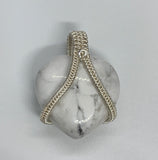 Howlite Heart Pendant in Sterling and Fine Silver