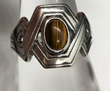 Striking Tiger Eye Ring in Sterling Silver - Size 8