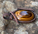 Unique Tiger Eye Pendant wrapped in Copper