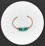 Colorful Copper Bracelet with Green and Blue Glass Beads