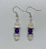 Sterling Silver, Mother of Pearl, Spiny Oyster, and Amethyst Earrings