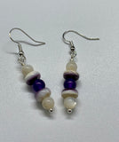 Sterling Silver, Mother of Pearl, Spiny Oyster, and Amethyst Earrings