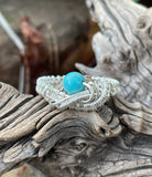 Wire Wrapped Argentium Silver and Turquoise Ring.