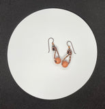 Twisted Copper Wire Earrings with Sparkly Copper Ball Center of Niobium Ear Wires. 