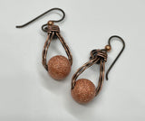 Twisted Copper Wire Earrings with Sparkly Copper Ball Center of Niobium Ear Wires. 