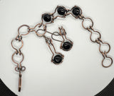 Hammered Copper Black Agate Bracelet and Earring Set. The ear wires on the earrings are made from Niobium, which is naturally hypoallergenic, making this ear wire especially suited for customers with metal sensitivities.