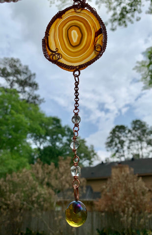 Agate Sun Catcher with glass bead dangles