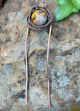 Heavy Gauge Copper and Bumblebee Jasper hair fork with wire wrapped Copper.   
