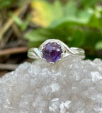 Adjustable Sterling Silver (.925) Vibrant Purple Amethyst Ring. 