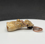 Carved Picture Jasper Cat Pendant in Wire Wrapped Copper. For the cat lovers! 