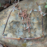 Copper Chain Eyeglass Holder Necklace with Glow in the Dark Czech Glass Beads.  Comes with adjustable rubber ends connectors. 