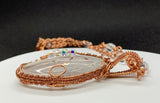 Recycled Glass Necklace with Swarovski Crystal accents on a 19" copper chain with glass beads
