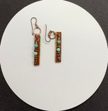 Hypoallergenic Leather, Turquoise, Glass and Copper Earrings