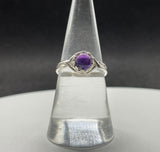 Adjustable Sterling Silver (.925) Vibrant Purple Amethyst Ring. 