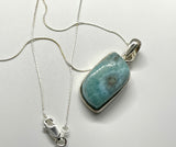 Beautiful Blue Larimar Pendant set in Sterling Silver on an 18" Sterling Silver Chain. 