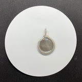Shimmering Black Lip Shell Pendant in Wire Wrapped Argentium Silver.  