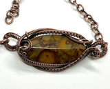 Wire Wrapped Copper and Bamboo Jasper Adjustable Bracelet.  