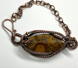 Wire Wrapped Copper and Bamboo Jasper Adjustable Bracelet.  