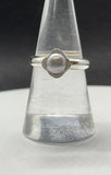 Sterling Silver Ring with a cultured AAAA High Luster Silver Gray Round Button Pearl.  Size 6.