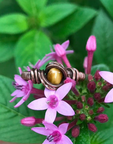 Tiger Eye and Copper Ring - Size 7 1/2