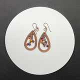 Hammered Copper Earrings with Mookaite Jasper Dangles on Niobium Ear Wires. 