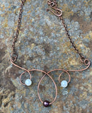 Hammered Copper and Pearls Necklace