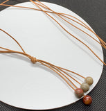 Picasso Jasper and Leather Lariat Style Necklace