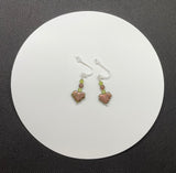 Sterling Silver (.925) Earrings with Glass Leaves, Peridot and Purple Aventurine. 