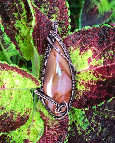 Gorgeous Polychrome Jasper Pendant in Copper