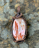 Spectacular Rosetta Lace Agate Pendant in handwoven Copper. Looks like roaring flames in the stone. 